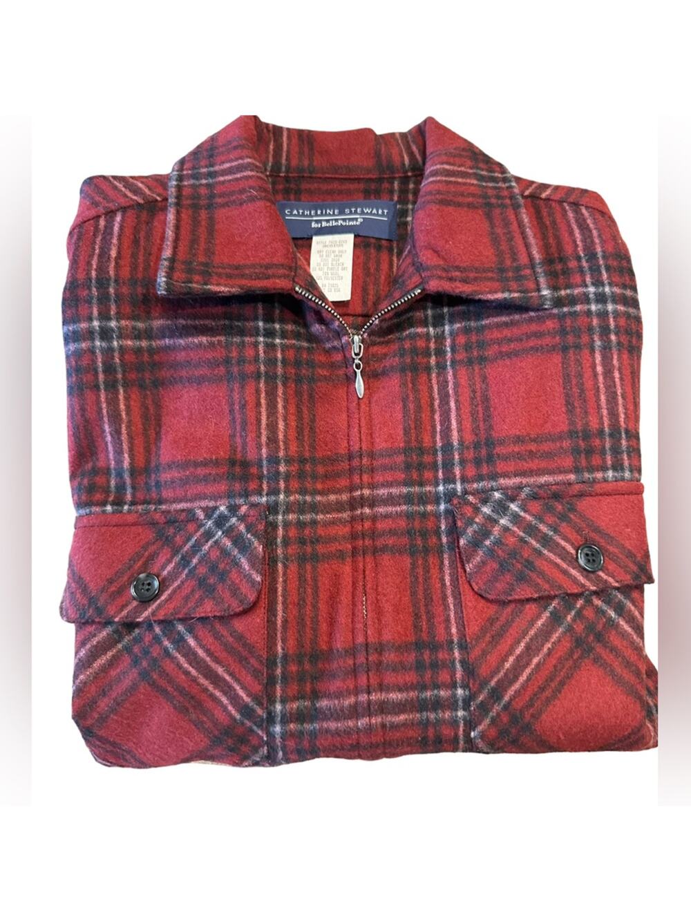 Vintage Catherine Stewart Women’s Med Burgundy Wool Blend Shacket Full Zip